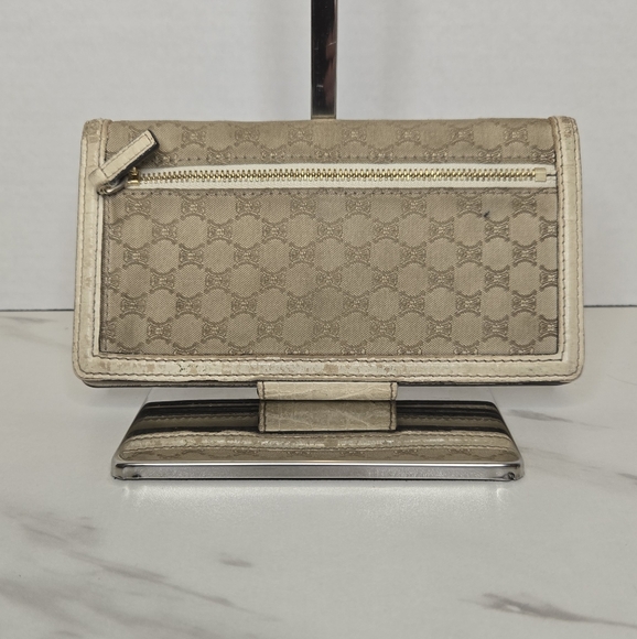 Celine Vintage Macadam Triomphe Canvas Leather  Long Continental Wallet - Picture 2 of 11
